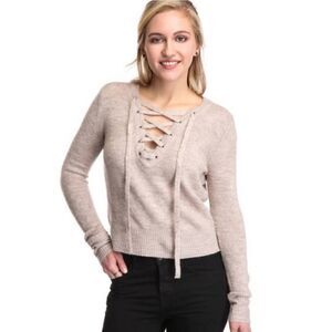 Bardot Cropped Lace up Sweater SZ 4 / XS